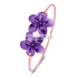 Newest model purple enamel flower bracelet wholesale rose gold plated bangle
