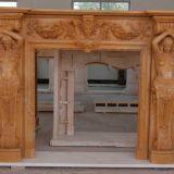 French Style Classic White Cherub Marble Fireplace Mantel With Angle Statue thumbnail-4