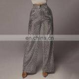 LAITE TR2016 Women Fashion Small Square Sequins Pants Ladies High Waist Bright Broad Foot Sexy Trousers Women Trousers thumbnail-2