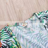 2019 Summer Girls Palm Leaf Pineapple Cardigan Tops t Shirt & Shorts 2pc Short Sleeve Kids Cardigan Set thumbnail-5