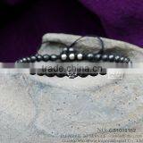 Handmade Black String Woven Alloy Beads Bracelet for Men thumbnail-4