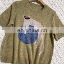 Женская короткорукавная кэшмирная футболка с индивидуальным рисунком thumbnail-4