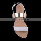 Party Wear Fancy Stylish Flat Buckled up Sandals for Girls With Shiny Upper Material thumbnail-3