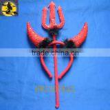 Red Devil Horn Sequins Headband With Trident thumbnail-1