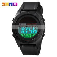 SKMEI 1592 Fashion Sport Multi-function Waterproof Silicone pu Men Solar Powered Watch
