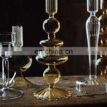 Nordic Long Stem Glass Cylinder Candle Holder Glass Candle Vessel Candlestick For Home Decor thumbnail-3