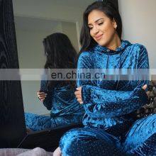 Autumn Winter Jogger Jumper Gym Custom Workout Velvet 2 Piece Pant Women Set Oversize Hoodie Women thumbnail-5