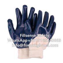 Knit Wrist Cotton Jersey Liner Half/Fully Coated Nitrile Gloves Heavy Duty Work Gloves Industrial Work Gloves thumbnail-2