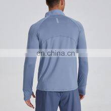 Half Zip Long Sleeves Sweatshirts Gym Training Stand Collar T Shirt 2023 New Wholesale Outdoor Sportswear Fitness Top For Men thumbnail-4