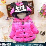 2015 Latest Hot Baby Winter Clothing Kids Hooded Outwear Girl Thick Warm Minnie Winter Coat