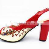 Latest Mix Color High Class Middle Heel Slingback Sandals With Net thumbnail-5