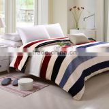New design stripe printed 100% 3 pcs bedset flannel quilt cover and pillowcase