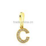 Gold Rhinestone Alphabet Charm Letter Pendant Alphabet Keychain thumbnail-3