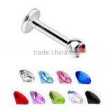 16G Surgical Steel Gem Monroe Labret Tragus Body Jewelry thumbnail-1