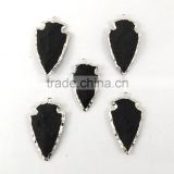 Black Agate Rhodium Electroplated Arrowhead