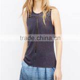 2015 New Fashion Ladies Linen Tank With Inset Lace, Lightweight Soft Vest For Women