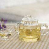 Bamboo Shaped Heat- Resisting Borosilicate Glass Teapot With Leaf Lid+ 4 Double Wall Tea Cups thumbnail-3