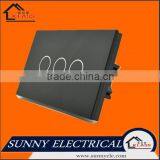 American Style 3 Gang Black Glass Touch Switch With Remote Control