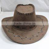 Brown Fake Leather Wide Brim Cowboy Hats thumbnail-1