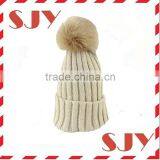 Woman's Real Raccoon Fur Pompom Knitted Slouchy Hat Beanies Cap thumbnail-6