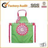 Cotton Green Background Apron With Flower Design thumbnail-1