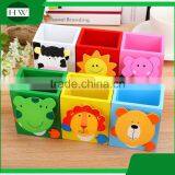 Multipurpose Wooden Cartoon Animal Penholder Storage Pen Container Case Box Holder With Clip thumbnail-5