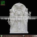 Large White Marble Modern Figure Relief Sculpture thumbnail-1
