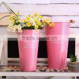 Garden Decoration Indoor Tall Galvanized Bucket Vase Metal Flower Tin Pot With Handles thumbnail-2
