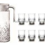 1000ml Clear Glass Jug and 4pcs Glass Cup Set High Quality 1 Liter White Lid Clear Glass Water Jug Set thumbnail-2