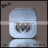 35ml China Cosmetic Packaging Silver Aluminum Shell Square Glass Perfume Bottle Wholesale New Products