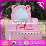 2017 New Design Lovely Pink Girls Wooden Toy Dressing Table W08H077 thumbnail-6