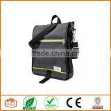 Unisex Messenger Bag and Backpack. Dark Grey Cotton Canvas With Green Details and Lining. Multiple Pockets thumbnail-1