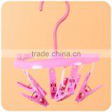 C216 2017 High Quality Drying Clothes Plastic Hanger With Clips Round Shape thumbnail-4