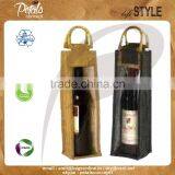 Single Bottle Jute Wine Bag With Wooden D Shape Handle thumbnail-1