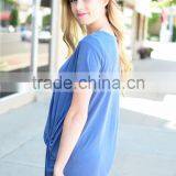 Lady Shirt 2017 Short Sleeve Round Neck Knot Top Trend t Shirt thumbnail-4