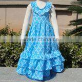 2014 Wholesale Baby Girls New Design Dresswear Model Ruffle Chevron Printed Woven Dress