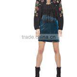 2017 OEM Spring Elegant High Waisted Velvet Wrap Around Skirt thumbnail-2