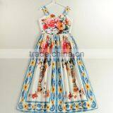 Ladies Bright-coloured Button-up Peony Printing Princess Straps Dress With Zipper Back thumbnail-2