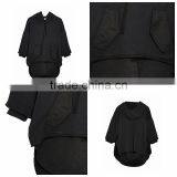 Black Drop Shoulder Split Side Paneled Hoodie for Ladies thumbnail-3