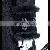 Gothic Long Coat With a Hood Trimmed With Natural Rabbit Fur thumbnail-4