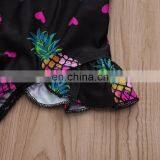 2 PCS Set 2019 New Item Summer Heart Toddler Bathing Suit Pineapple Full Print Black Toddler Swimsuit thumbnail-6