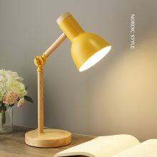 Creative Nordic Wooden Art Iron LED Folding Simple Desk Lamp Eye Protection Reading Table Lamp thumbnail-3