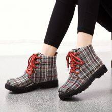 Casual Shoes Women Korean Style Trendy Short Boots Women Thick Velvet Lace-up Flat Shoes Women thumbnail-1