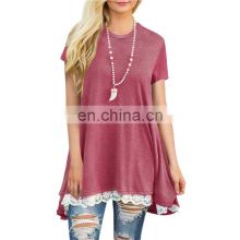 Factory Outlet 2021 Christmas Plus Size Women's Top Stitching New European and American Lace Long Sleeve Fat MM Casual Wear