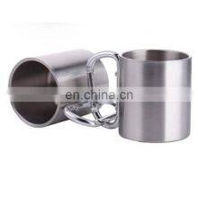 Outdoor Stainless Steel Cup Mug With Foldable Self-Lock Carabiner Handle Portable Folding Handle Cup for Camping thumbnail-3