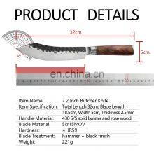 Forged Kitchen Knife Hammered Stainless Steel Outdoor Fish Deboning Segmentation Butcher Knife With Double Steel Head Chef Knife thumbnail-5