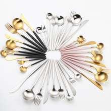 Royal Stainless Steel Restaurant Black and Gold Flatware Pointed Tail Stainless Steel Matte Gold Cutlery Set thumbnail-4