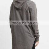 Fashion Casual Wholesale Dark Grey Mens Long Cut Hoodies thumbnail-2