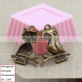 Wholesale Diy Jewelry Zinc Alloy Ancient Bronze 23*18mm Branches Owl Pendant thumbnail-2