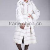 Hooded Spray Painting Rex Rabbit Fur Coat With Mink Trim